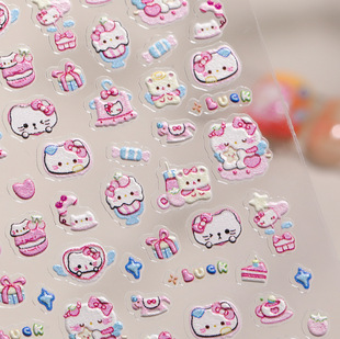 Розовая наклейка для ногтей KT Cat 5D рельефная милая мультяшная hellokitty кошка наклейка для ногтей украшения SL модель