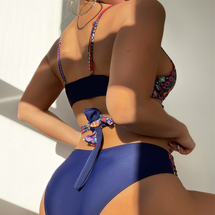 Bikini 2024 Summer Cross-border Lace-up Split Sexy Swimsuit Women's Triangle Beach European and American Bikini Ins