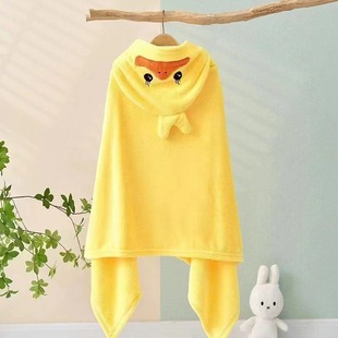 Children's bathrobe cape coral fleece baby hooded cartoon bath towel baby bath beach wholesale children's bathrobe