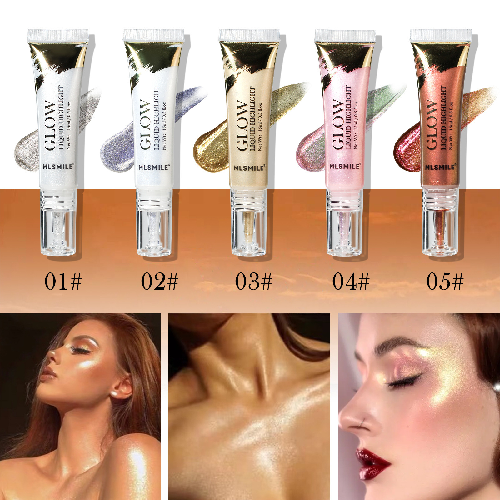 MLSMILE Cross-border Exclusive Liquid Highlighter, Contour Liquid, Body Brightener, Natural Dimension, Pearlescent Liquid