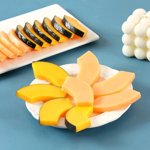 PVC Simulated Cantaloupe Slices Pumpkin Slices Miniature Food Toy Fruit Ornaments DIY Handmade Early Education Toys Photo Props
