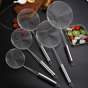 Stainless steel wire leakage hot pot special hanging ear wire mesh leakage surface fishing fried multi-functional steel handle leakage hot pot colander