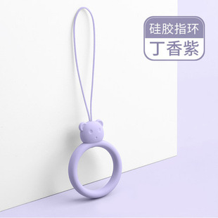 Silicone Ring Lanyard Cartoon Bear Liquid Mobile Phone Lanyard Earphone Case U Disk Short Pendant Warmer Lanyard