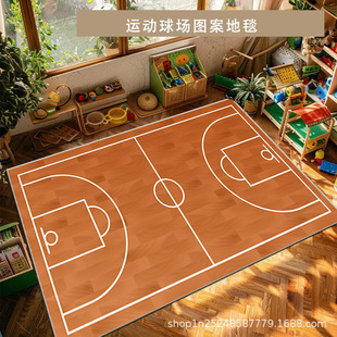 Amazon Indoor Stadium Living Room Carpet Cartoon Football Green Stadium Bedroom Full Decorative Carpet Floor Mat