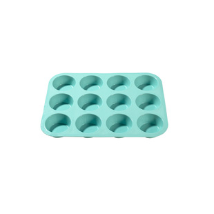 Cross-border new color grain 12 even silicone Mafen cup mold wholesale round pudding home cake baking tool