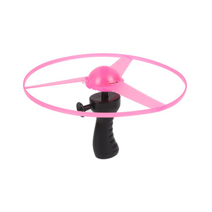 New luminous night market push toys children flash UFO flying saucer Frisbee pull line toys large in stock wholesale