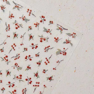 New Year Red Element National Style French Jelly Acacia Red Bean New Chinese Red Bean Cute Nanguo Nail Art Sticker