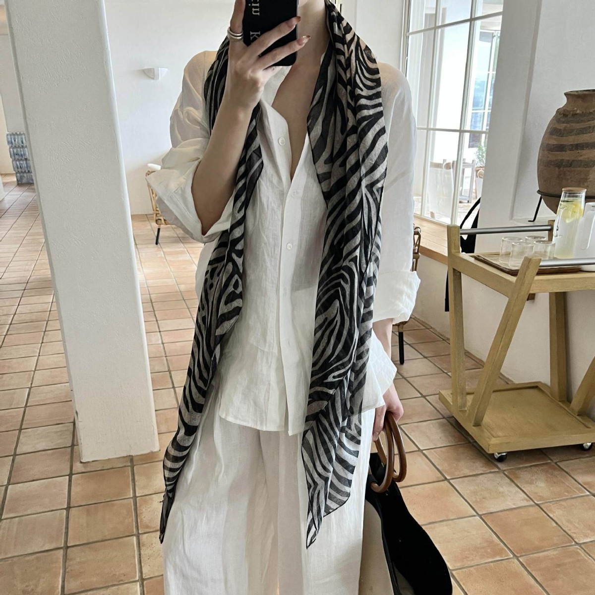 Correct Version Textured Zebra Scarf Zebra-Print Slightly Translucent Textured Scarf Square Scarf