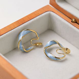 [Blue Rain] earrings for summer refreshing pearlescent quicksand blue niche silver needle earrings earrings earrings earrings