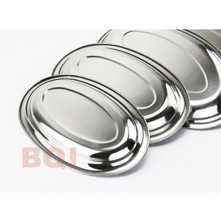 Stainless Steel Chinese Egg Tray Non-Magnetic Thickened Chinese Egg-Shaped Fish Tray Stainless Steel Pressed Edge Oval Egg Tray Fish Tray