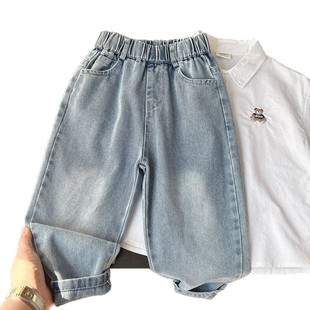 2025 spring children's clothing new Korean boys children sand wash cartoon Denim trousers children pants wholesale generation