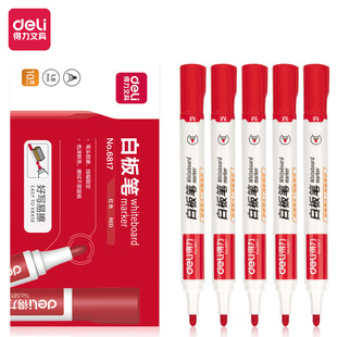 Deli stationery whiteboard pen 6817 black erasable blackboard pen water-based marker pen large head pen can add ink wholesale