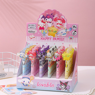 Cartoon Happy Family Press Pen Girls High Color Value Gel Pen Cute Style Gift Pen ST Quick-dry Sign Pen