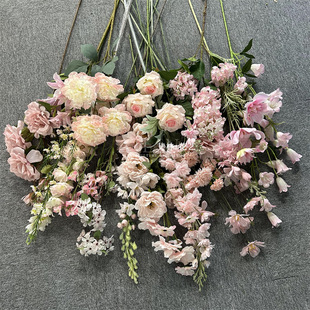[pink] simulation flower wedding ceiling flower arrangement road lead row plastic with grass leaf material decoration wedding flower material