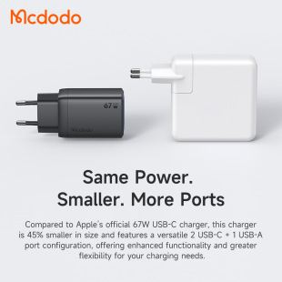 Maiduoduo 67W Gan Mini Charger 2C1A Three-Port Fast Charging Suitable for Apple Samsung Notebook European, American and British