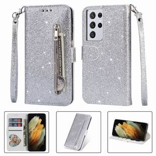 For Samsung S21U luxury glitter zipper bag mobile phone protective case A42 A12 M51 card protection leather case
