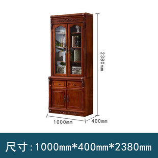 American Solid Wood Bookcase European Style Dustproof Bookcase with Glass Door Living Room Study Whole Wall Storage Display Cabinet Combination