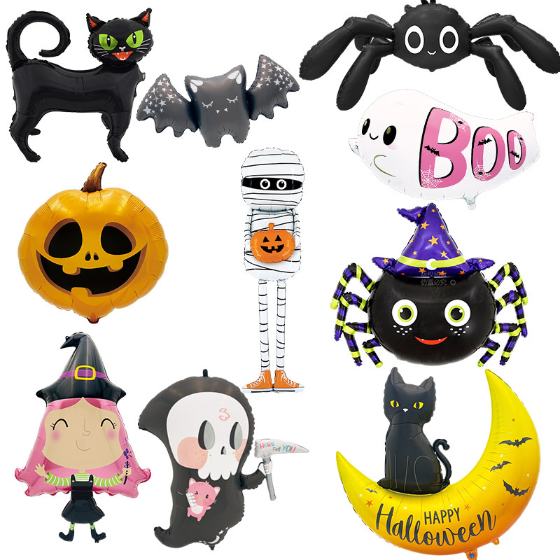 New cross-border Halloween-themed balloons, including Death and Bat balloons, for holiday parties and dances.