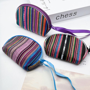 National wind coin purse coin key semicircle zipper hand rope fabric activities small gifts 2 yuan shop supply wholesale