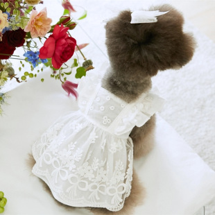 2025 Pet Summer Lace Flying Sleeve Princess Dress Teddy Bear Dog Cat Thin Clothes Headwear
