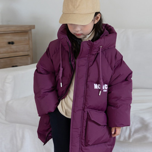Children's down jacket 2024 new long thick fashion tooling white duck down children's clothing baby coat wholesale