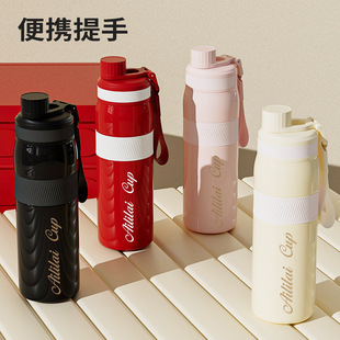 Cross-border 304 stainless steel thermos cup large capacity portable thermos cup with rope outdoor sports water cup wholesale