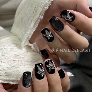 Черная вспышка пятиконечная звезда короткий маникюр украшения для ногтей небольшой размер плоского дна белый бриллиант маленькая красная книга для ношения ногтей наклейки для фототерапии