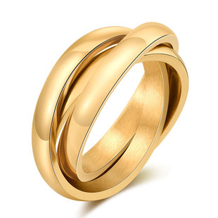 Europe and the United States cross-border hot selling 2MM net red ring three-ring three-color stainless steel ring ring laser lettering Logo