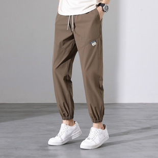 Pants Men's Summer Thin Men's Casual Trousers Spring Fashion Brand Quick-drying Men's Sports Ankle-length Pants Ice Silk Men's Pants