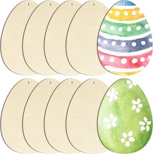 Cross-Border Wooden Crafts Easter Wood Chip Decoration Easter Egg DIY White Embryo Kidsren's Painted Graffiti Wood Chip Pendant