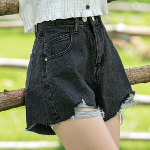 High Waist Denim Shorts Women's Summer 2021 New Slimming Loose Cyber Celebrity Ripped A- shaped Wide-leg Hot Pants Trendy Ins