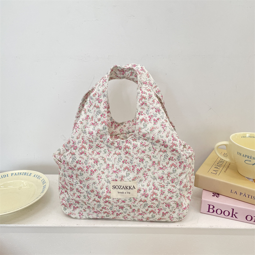 51263 Instagram-worthy pastoral style lunchbox bag, office worker lunch tote bag, large capacity miscellaneous items tote bag