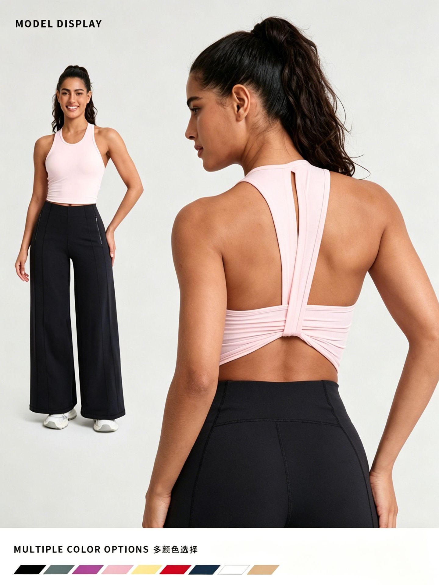 Source factory integrated breast padding, push-up, bare-skin breathable backless sports yoga vest, high elasticity and shock absorption fitness bra