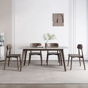 Rock Board Dining Table and Chair Combination Light Luxury Household Small Apartment Simple Modern 2025 New Style Dining Table All Solid Wood Dining Chair