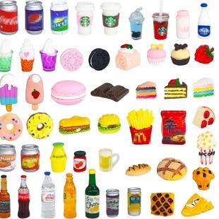 Mini Food Beverage Bottle Soda Food Play Kitchen Hamburger Cake Ice Cream 1/12 Doll House Accessories Small Toys