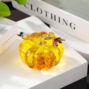 Glass Pumpkin Crafts Small Ornaments Creative Crystal Pumpkin Decoration
