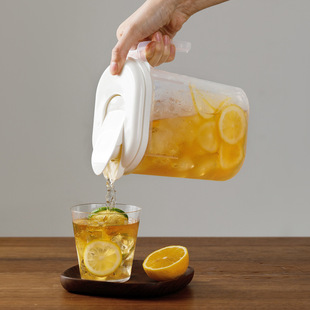 Refrigerator Cold Kettle Household High Temperature Resistant Large Capacity Plastic Cold Kettle Fruit Tea Herbal Tea Kettle Tie Kettle Cold White Open Kettle
