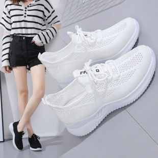 Plus size women's shoes 35-42 women's flying woven shoes breathable mesh shoes comfortable women's shoes foreign trade women's shoes mesh running shoes