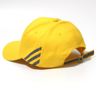 In stock traffic safety for primary and secondary school students yellow hat reflective strip peaked cap School badge sports cap baseball cap luminous