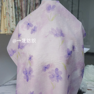 Yisheng Textile Spotted Big Flower Tencel Jacquard New Chinese Printed Fabric Lyocell Nylon Cheongsam National Style Fabric
