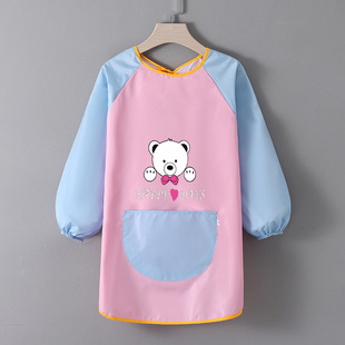 Children's Art painting waterproof painting coverall kindergarten printing LOGO apron baby eating anti-dressing wholesale
