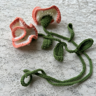Hand crochet flower yellow morning glory backpack pendant hand woven red flower clothing hand hook flower wool accessories