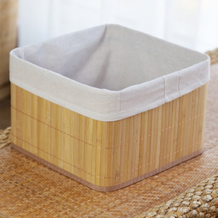 Pastoral Style Folding Bamboo Storage Barrel Desktop Cosmetics Straw Storage Box Toys Snack Clothes Storage Barrel