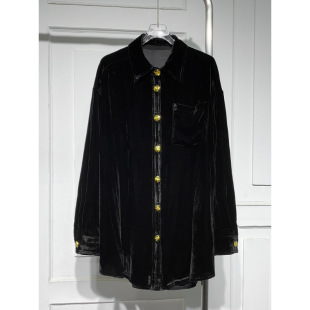plus size 2024 Spring Festival Vintage Light Luxury Long Sleeve Velvet Shirt Women's Chubby M 1.00 kg-150.00 kg Elegant Slimming Top Trendy