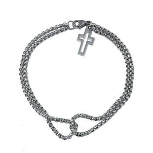 Hollow cross stainless steel bracelet men's double chain cross bracelet AliExpress explosions jewelry a generation of hair