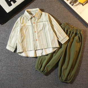 Boys' suit Spring and Autumn 2024 New Children's Shirt Two-piece Set Handsome Baby's Spring Western Style Children's Fashion