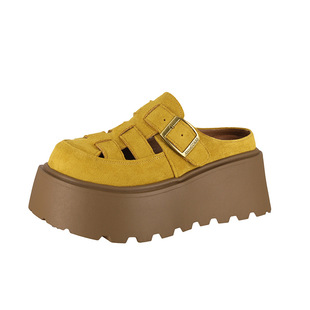 Slip-on Retro Thick Bottom Baotou Soft Bottom Slippers for Women Outer Wear 2025 Summer New Style Piggy Cage Sandals for Women