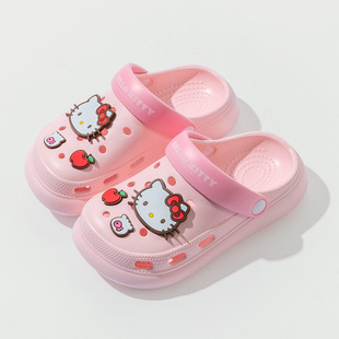 Sanrio Children's Slippers Summer New Girls' Beach Shoes Toe Sandals and Slippers Soft Bottom Children's Middle and Big Children's Hole Shoes