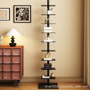 Floor Bookshelf Creative Rotating Invisible Simple Storage Living Room Study Multi-layer Iron Household Corner Storage Rack
