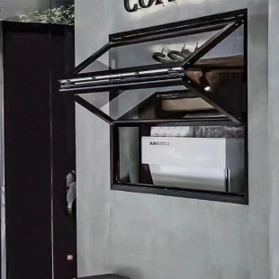 Upper folding window aluminum alloy upper and lower sliding folding window coffee shop Restaurant Takeaway glass upper folding window door and window